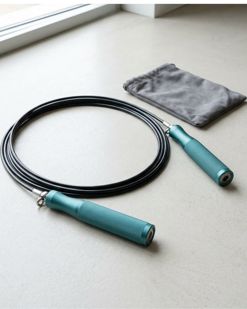 Jndwkv Dual Bearing Steel Cable Speed Jump Rope 3 m Teal - Lifestyle view